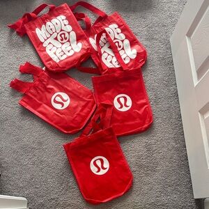 lululemon athletica Red Reusable Tote Bags with White Logo - Set of Multiple